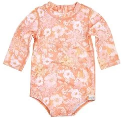 Swim Onesie Long Sleeve Tea Rose